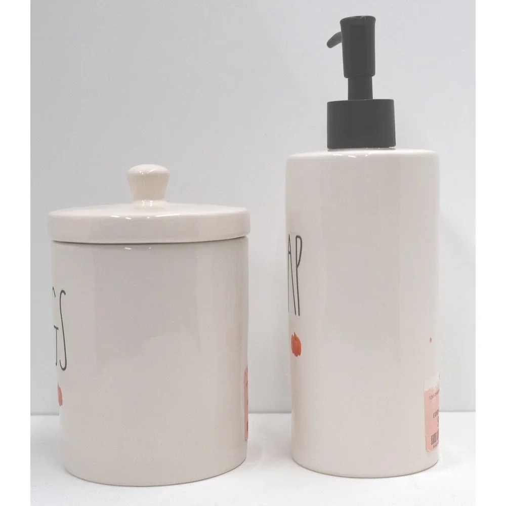Rae Dunn Soap Dispenser and Things Canister Set Cream Pumpkin New Without Tags